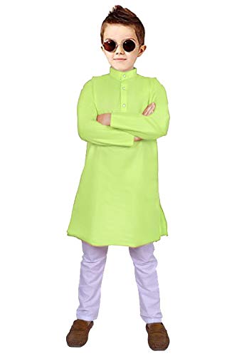 Boys Neon Green Kurta Pyjama Set