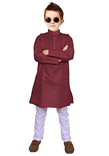 Boys Maroon Kurta Pyjama Set