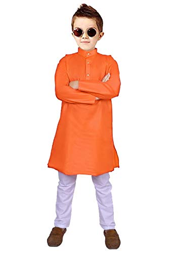 Boys Orange Kurta Pyjama Set