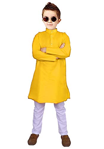 Boys Yellow Kurta Pyjama Set