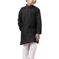 Boys Straight Black Kurta Pyjama Set