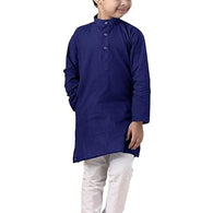 Boys Straight Navy Blue Kurta Pyjama Set