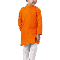 Boys Straight Orange Kurta Pyjama Set