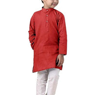 Boys Straight Red Kurta Pyjama Set