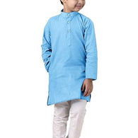 Boys Straight Sky Blue Kurta Pyjama Set