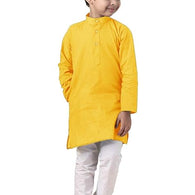 Boys Straight Yellow Kurta Pyjama Set