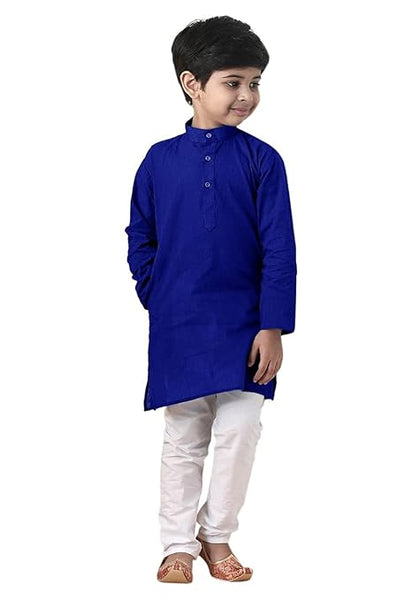 Boys Straight Royal Blue Kurta Pyjama Set