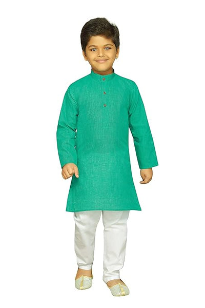 Boys Ethnic Wear Cotton Aqua Kurta Pajama Set