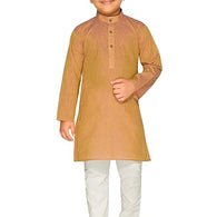 Boys Ethnic Wear Cotton Golden Kurta Pajama Set