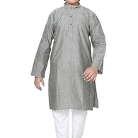 Boys Ethnic Wear Cotton Grey Kurta Pajama Set