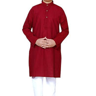 Boys Ethnic Wear Cotton Maroon Kurta Pajama Set