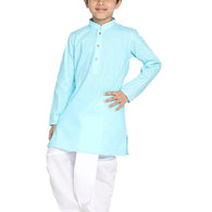 Boys Plain Blue Kurta and Dhoti Set