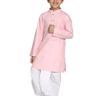 Boys Plain Pink Kurta and Dhoti Set