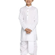 Boys Plain White Kurta and Dhoti Set