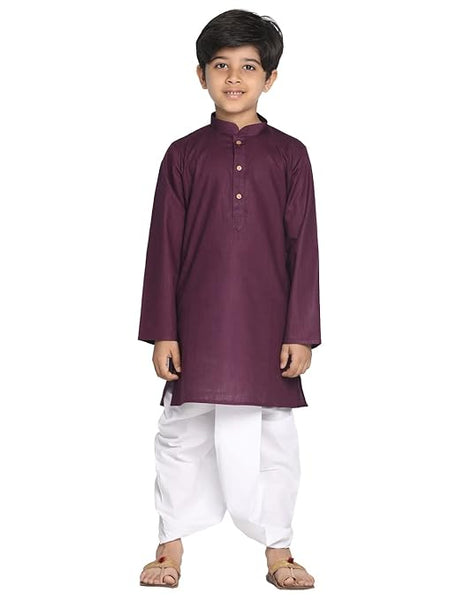 Boys Plain Purple Kurta and Dhoti Set