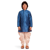 Kids Silk Blue Kurta Patiala Set for Boys