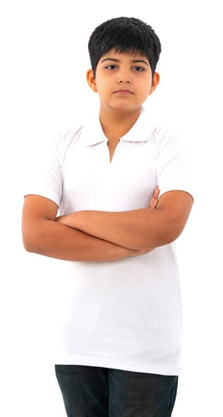 Boys Cotton Half Sleeves Solid White Shirt