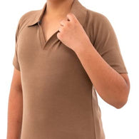 Boys Cotton Half Sleeves Solid Brown Shirt