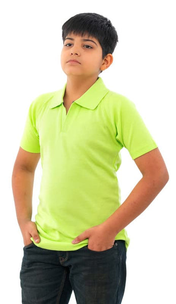 Boys Cotton Half Sleeves Solid Green Shirt