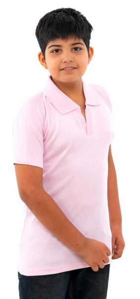 Boys Cotton Half Sleeves Solid Pink Shirt