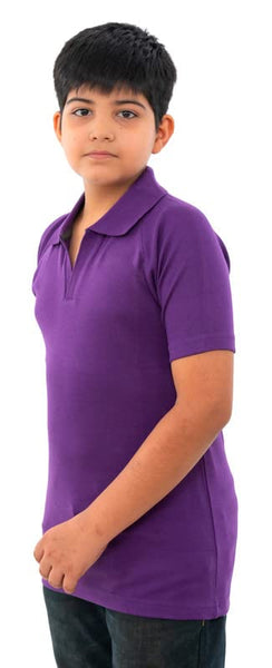 Boys Cotton Half Sleeves Solid Purple Shirt