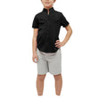 Boys Cotton Blend Mandarin Neck Black Shirt