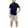 Boys Cotton Blend Mandarin Neck Navy Blue Shirt