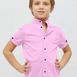 Boys Cotton Blend Mandarin Neck Pink Shirt