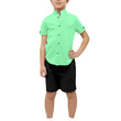 Boys Cotton Blend Mandarin Neck Pista Shirt