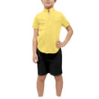 Boys Cotton Blend Mandarin Neck Yellow Shirt