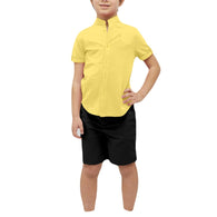 Boys Cotton Blend Mandarin Neck Yellow Shirt