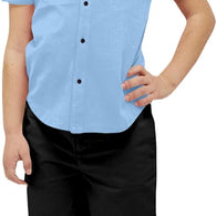 Boys Cotton Blend Mandarin Neck Sky Blue Shirt