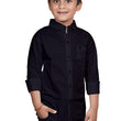 Cotton Black Shirt for Kids Spread Collor