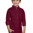 Cotton Maroon Shirt for Kids Spread Collor