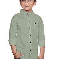 Cotton Mint Green Shirt for Kids Spread Collor