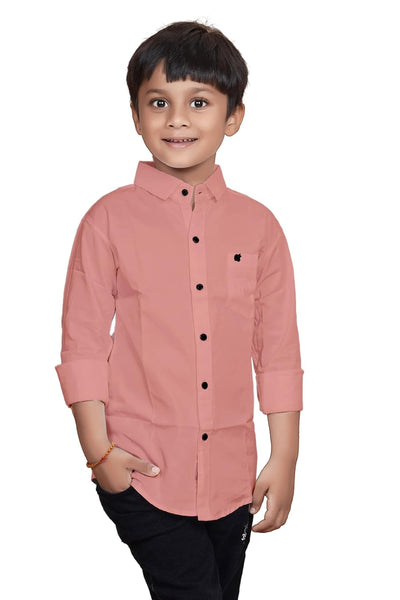 Cotton Peach Shirt for Kids Spread Collor