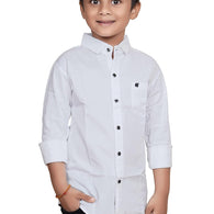 Cotton White Shirt for Kids Spread Collor