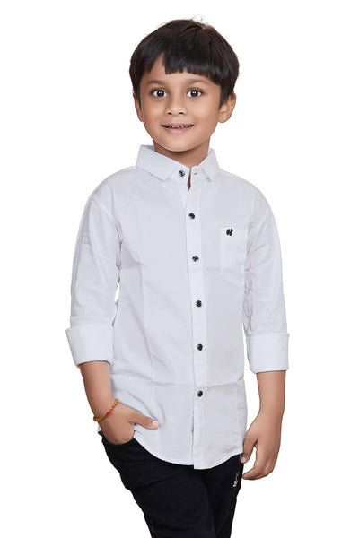 Cotton White Shirt for Kids Spread Collor