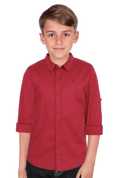 Plain Red Colour Boy's Shirt