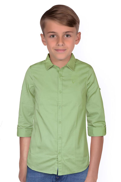 Plain Light Green Colour Boy's Shirt