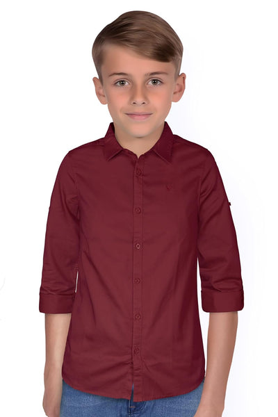 Plain Maroon Colour Boy's Shirt