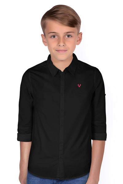 Plain Black Colour Boy's Shirt