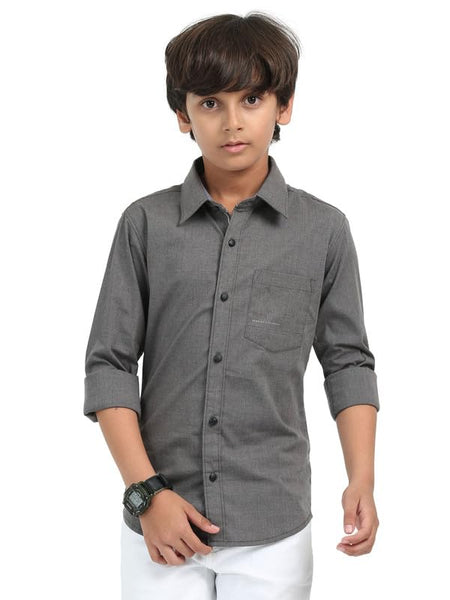 Boys Grey Shirt Stylish Casualwear Buttoned