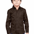 Cotton Fullsleeve Casual Plain Brown Shirt for Kid's