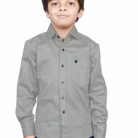 Cotton Fullsleeve Casual Plain Grey Shirt for Kid's