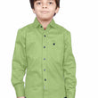 Cotton Fullsleeve Casual Plain Pista Green Shirt for Kid's