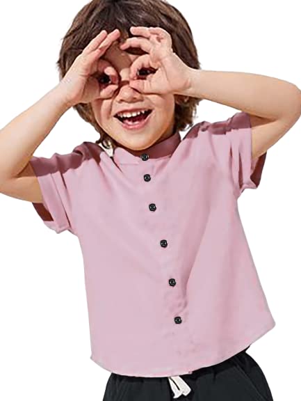 Plain Baby Pink Kids Shirt for Boys