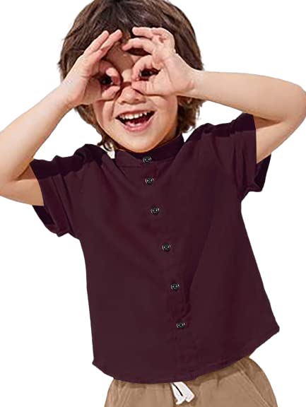 Plain Maroon Kids Shirt for Boys