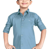 Boy's Kids Cotton Light Blue Shirt