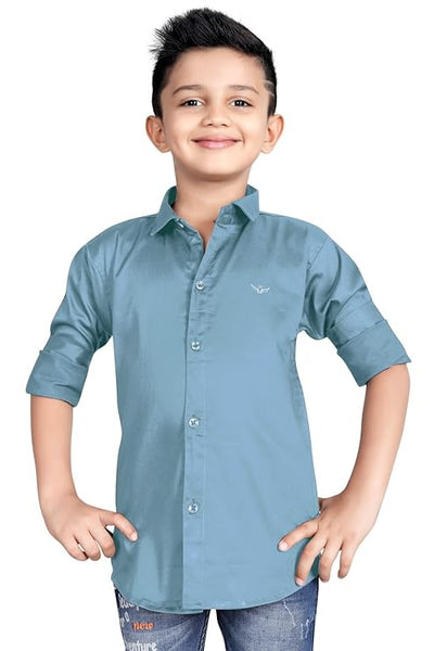 Boy's Kids Cotton Light Blue Shirt